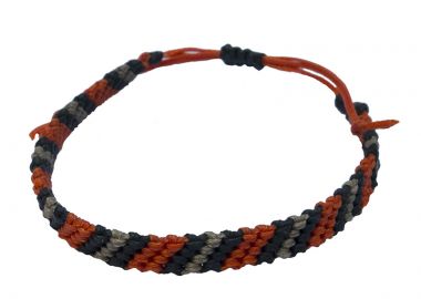 Siballba Ανδρικό Βραχιόλι Μακραμέ Πορτοκαλί, Μαύρο, Γκρι - Siballba - 