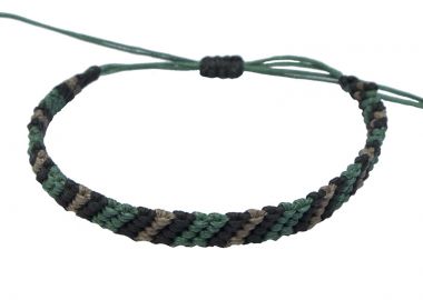Siballba Ανδρικό Βραχιόλι Μακραμέ Πράσινο, Μαύρο, Γκρι - Siballba - 