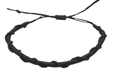 Siballba Ανδρικό Βραχιόλι Μακραμέ Στριφτό Μαύρο - Siballba - 