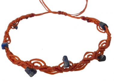 Siballba Βραχιόλι ποδιού πορτοκαλί με πέτρες λάπις λάζουλι - Siballba - 