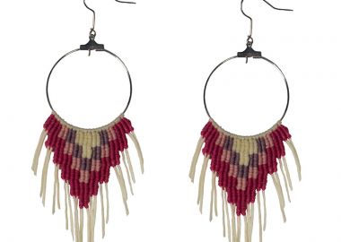 Siballba Χειροποίητα Boho σκουλαρίκια κρεμαστά μακραμέ Φούξια - Siballba - 