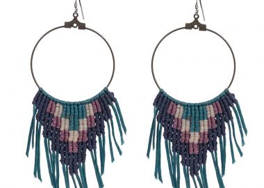 Siballba Χειροποίητα Boho σκουλαρίκια κρεμαστά μακραμέ Μπλε - Siballba - 