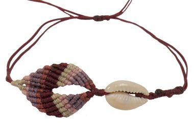 Siballba Μακραμέ βραχιόλι ποδιού boho μπορντό φύλλο κοχύλι - Siballba - 