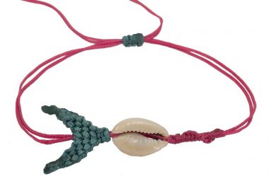 Siballba Μακραμέ βραχιόλι ποδιού με κοχύλι φαλαινάκι φούξια - Siballba - 