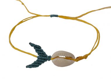 Siballba Μακραμέ βραχιόλι ποδιού με κοχύλι φαλαινάκι κίτρινο - Siballba - 