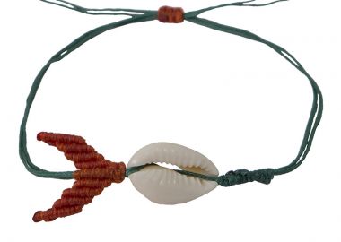 Siballba Μακραμέ βραχιόλι ποδιού με κοχύλι φαλαινάκι πράσινο - Siballba - 