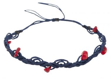 Siballba Μακραμέ βραχιόλι ποδιού μπλε με πέτρες κοράλι - Siballba - 