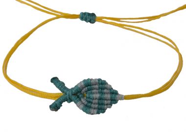 Siballba Μακραμέ βραχιόλι ποδιού ψαράκι κίτρινο πετρόλ - Siballba - 