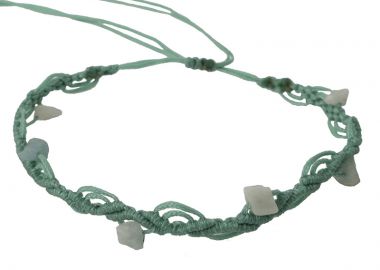 Siballba Μακραμέ βραχιόλι ποδιού τιρκουάζ με πέτρες αμαζονίτη - Siballba - 