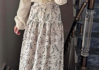 SIERA γυναικεία κιπούρ φούστα με φλοράλ σχέδιο - SOU - 