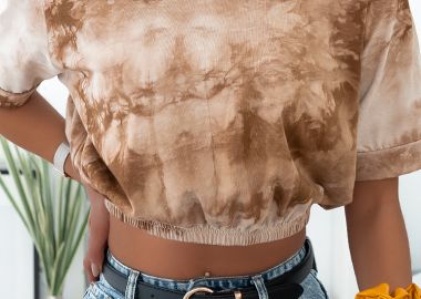 SILVIA WATERCOLOUR CAMEL BLOUSE - sense-shop - 
