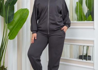 SINDY γυναικείο παντελόνι φόρμαs γκρι (BIGSIZE) - SOU - 