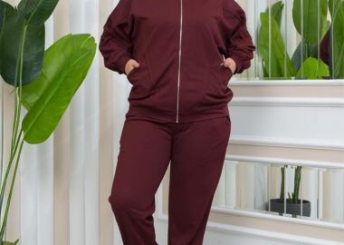 SINDY γυναικείο παντελόνι φόρμαs μπορντό (BIGSIZE) - SOU - 