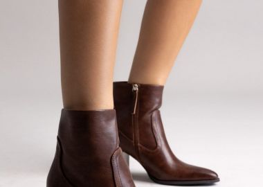 Sixth Sens Μποτάκια με χοντρό τακούνι - C919 - Brown Matte - Sixth Sens - 