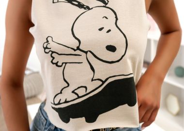 SKATE SNOOPY BEIGE TANK TOP - fashionroom - 
