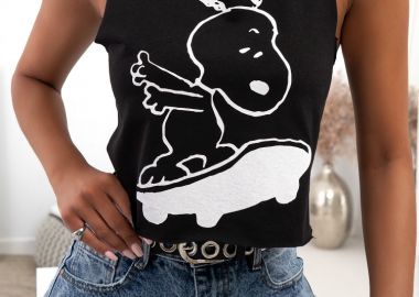 SKATE SNOOPY BLACK TANK TOP - sense-shop - 