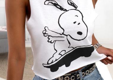 SKATE SNOOPY WHITE TANK TOP - sense-shop - 