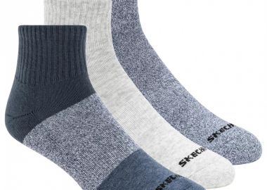Skechers 3pk Mens Qtr Colorbloc Socks S118998BLU - Skechers - 