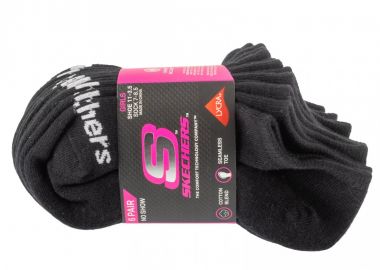 Skechers 6pk Girls Cotton Ns Socks S117880BLK - Skechers - 