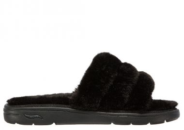 Skechers Lounge Χειμερινές Γυναικείες Παντόφλες με γούνα σε Μαύρο Χρώμα 175105-BBK - Skechers - 