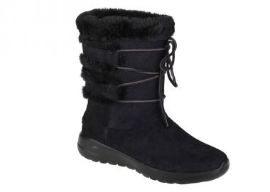 Skechers On The Go Joy Cyclone Suede Γυναικεία Μποτάκια με Γούνα Μαύρα 144020-BBK - Skechers - 