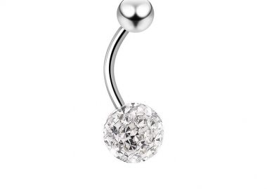 Σκουλαρίκι Αφαλού Από Ανοξείδωτο Ατσάλι Με Κρύσταλλα AS47574 - AMOR AMOR - 