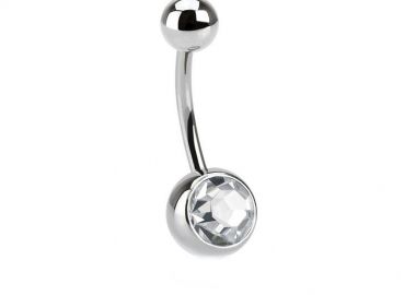 Σκουλαρίκι Αφαλού Από Ανοξείδωτο Ατσάλι Με Κρύσταλλο AS47566 - AMOR AMOR - 