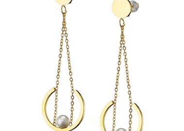 Σκουλαρίκια Από Ανοξείδωτο Ατσάλι Επιχρυσωμένο Με Μαργαριτάρι AS48471 - AMOR AMOR - 