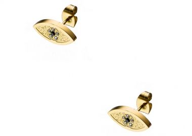 Σκουλαρίκια Από Ανοξείδωτο Ατσάλι Επιχρυσωμένο Με Ματάκι AS42338 - AMOR AMOR - 