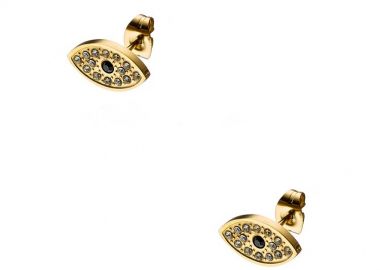 Σκουλαρίκια Από Ανοξείδωτο Ατσάλι Επιχρυσωμένο Με Ματάκι AS42341 - AMOR AMOR - 