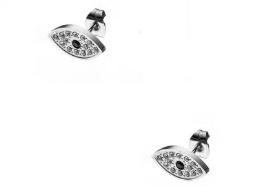 Σκουλαρίκια Από Ανοξείδωτο Ατσάλι Με Ματάκι AS42340 - AMOR AMOR - 