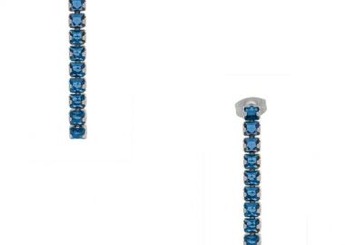 Σκουλαρίκια Από Ανοξείδωτο Ατσάλι Με Μπλε Ζιργκόν MI48405 - AMOR AMOR - 