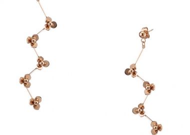 Σκουλαρίκια Από Ανοξείδωτο Ατσάλι Ροζ Επιχρυσωμένο AS40258 - AMOR AMOR - 