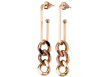 Σκουλαρίκια Από Ανοξείδωτο Ατσάλι Ροζ Επιχρυσωμένο AS45118 - AMOR AMOR - 