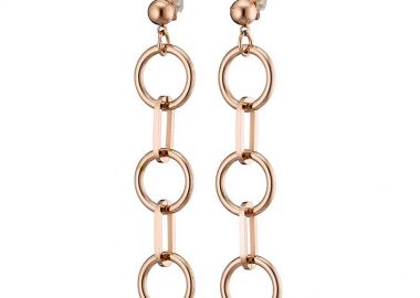 Σκουλαρίκια Από Ανοξείδωτο Ατσάλι Ροζ Επιχρυσωμένο AS47738 - AMOR AMOR - 