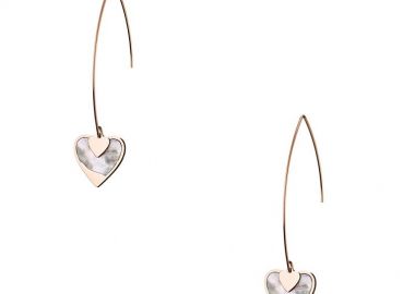 Σκουλαρίκια Από Ανοξείδωτο Ατσάλι Ροζ Επιχρυσωμένο Με Καρδιές AS42378 - AMOR AMOR - 