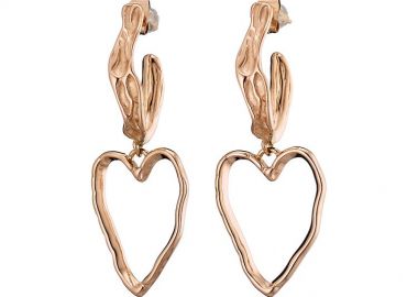Σκουλαρίκια Από Ανοξείδωτο Ατσάλι Ροζ Επιχρυσωμένο Με Καρδιές AS47747 - AMOR AMOR - 