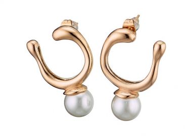 Σκουλαρίκια Από Ανοξείδωτο Ατσάλι Ροζ Επιχρυσωμένο Με Μαργαριτάρι AS47720 - AMOR AMOR - 