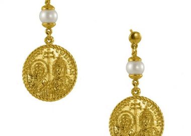 Σκουλαρίκια Από Ασήμι 925 Επιχρυσωμένο Με Φλουρί Κωνσταντινάτο ΚΟ49824 - AMOR AMOR - 