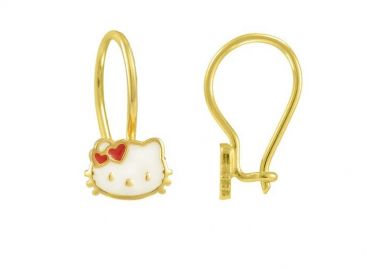 Σκουλαρίκια Από Ασήμι 925 Επιχρυσωμένο Με Hello Kitty KO45054 - AMOR AMOR - 
