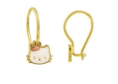 Σκουλαρίκια Από Ασήμι 925 Επιχρυσωμένο Με Hello Kitty KO45055 - AMOR AMOR - 