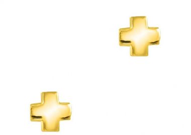 Σκουλαρίκια Από Ασήμι 925 Επιχρυσωμένο Με Σταυρό EX49202 - AMOR AMOR - 