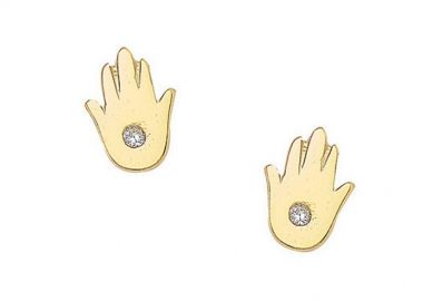 Σκουλαρίκια Από Ασήμι 925 Επιχρυσωμένο Με Το Χέρι Της Φατιμά SU49105 - AMOR AMOR - 