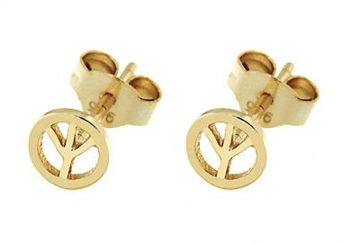 Σκουλαρίκια Από Ασήμι 925 Επιχρυσωμένο Με Το Σήμα Της Ειρήνης SU45010 - AMOR AMOR - 
