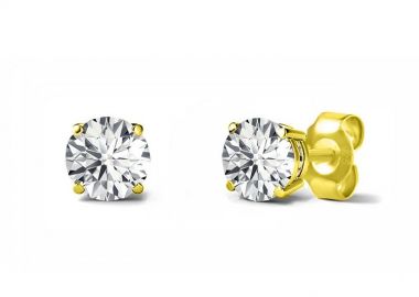 Σκουλαρίκια Από Ασήμι 925 Επιχρυσωμένο Μονόπετρο 2 mm SU48360 - AMOR AMOR - 