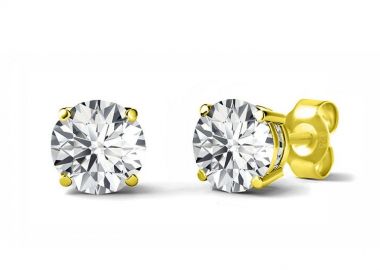 Σκουλαρίκια Από Ασήμι 925 Επιχρυσωμένο Μονόπετρο 4 mm SU48364 - AMOR AMOR - 