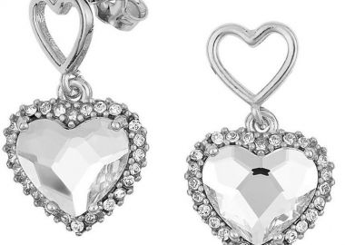 Σκουλαρίκια Από Ασήμι 925 Επιπλατινωμένο Με Καρδιές Swarovski EX49473 - AMOR AMOR - 