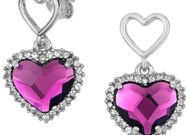 Σκουλαρίκια Από Ασήμι 925 Επιπλατινωμένο Με Καρδιές Swarovski EX49476 - AMOR AMOR - 