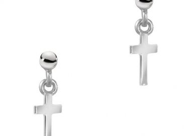 Σκουλαρίκια Από Ασήμι 925 Επιπλατινωμένο Με Σταυρό EX49207 - AMOR AMOR - 