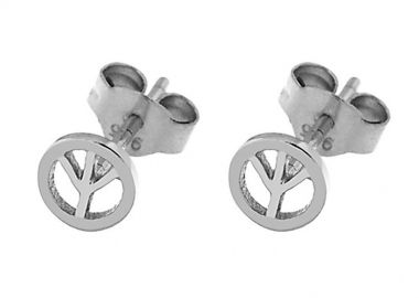 Σκουλαρίκια Από Ασήμι 925 Επιπλατινωμένο Με Το Σήμα Της Ειρήνης SU45009 - AMOR AMOR - 